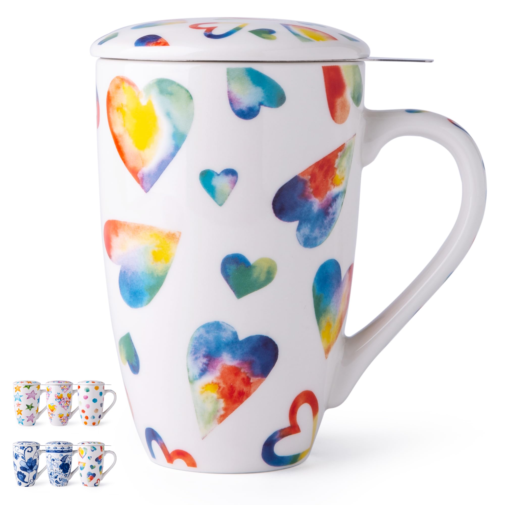 Premium 18oz Ceramic Tea Mug with Infuser & Lid - Large Loose Leaf Tea Cup, Microwave & Dishwasher Safe - Ideal Gift for Tea Lovers - Perfect for Home, Office & Relaxation