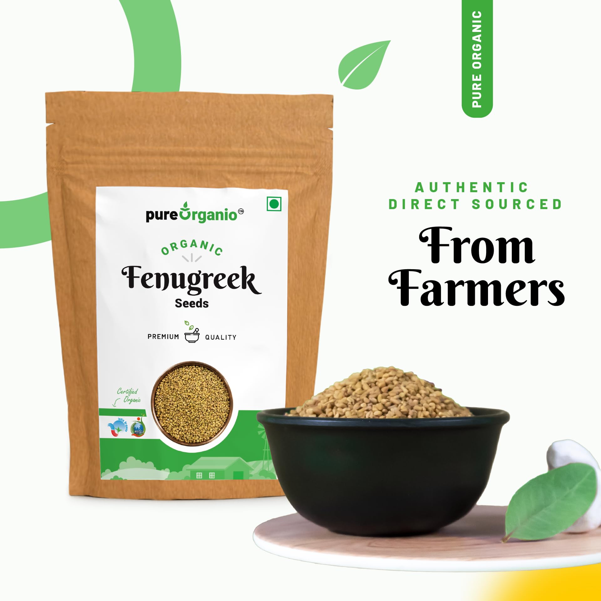 Organic Fenugreek Seeds (Methi Dana) - 350g | Pure Organio | USDA Certified | for Cooking, Tea & Ayurvedic Remedies