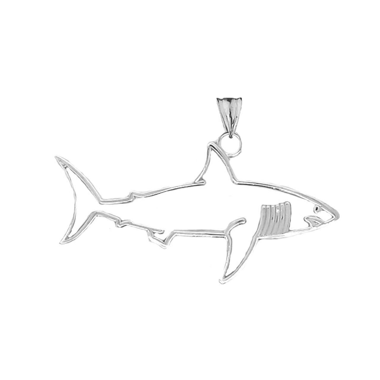 925 Sterling Silver Shark Outline Charm Pendant Necklace for Women & Men - Perfect for Beach, Ocean & Marine Life Jewelry Gifts