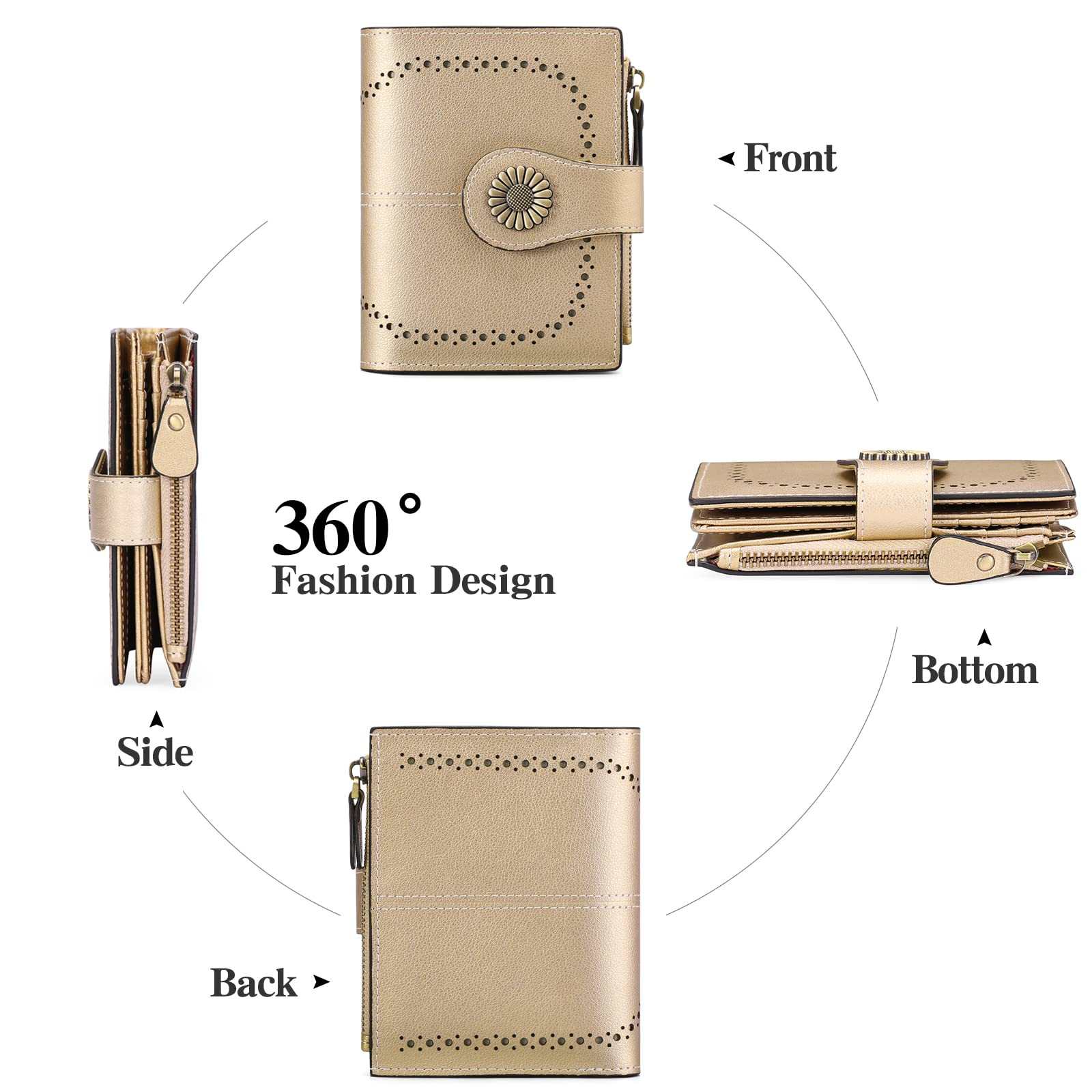 SENDEFN Women's RFID Blocking Leather Bifold Wallet - Slim Credit Card Holder with ID Window - Perfect for Travel, Work & Everyday Use