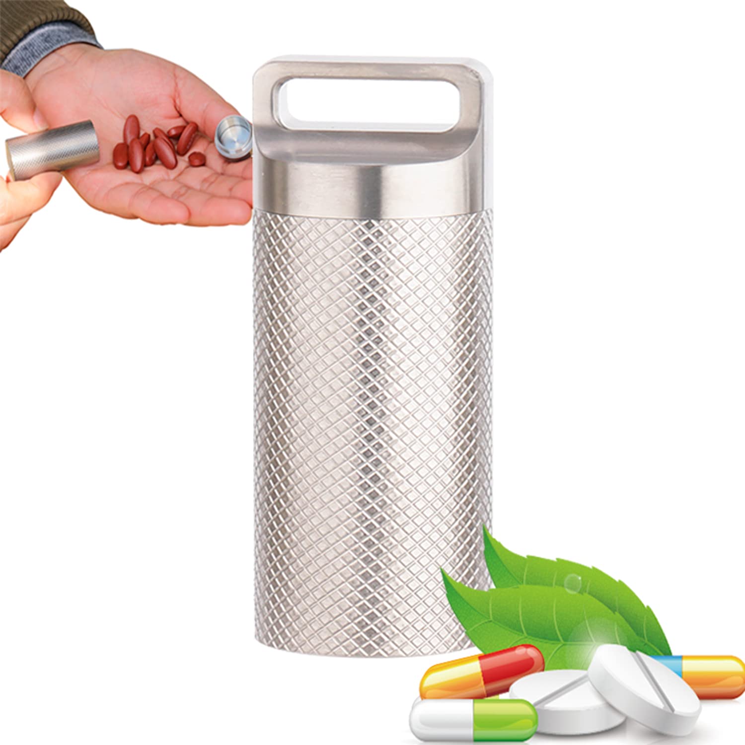 Titanium Waterproof Pill Holder Necklace & Keychain - Portable Nitroglycerin Pill Fob for Outdoor Travel, Emergency & Survival Storage (2 Pack) | Perfect for Hiking, Camping & Daily Medication Organization
