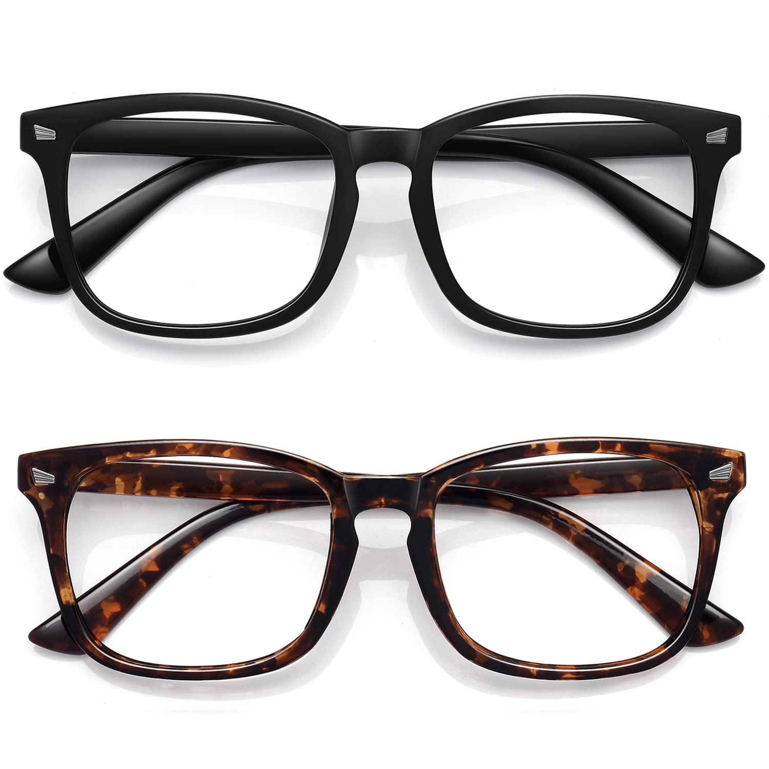 WOWSUN Unisex Stylish Nerd Non-Prescription Glasses - Clear Lens Eyeglass Frames for Fashion & Cosplay - Perfect for Costumes, Photoshoots & Everyday Wear
