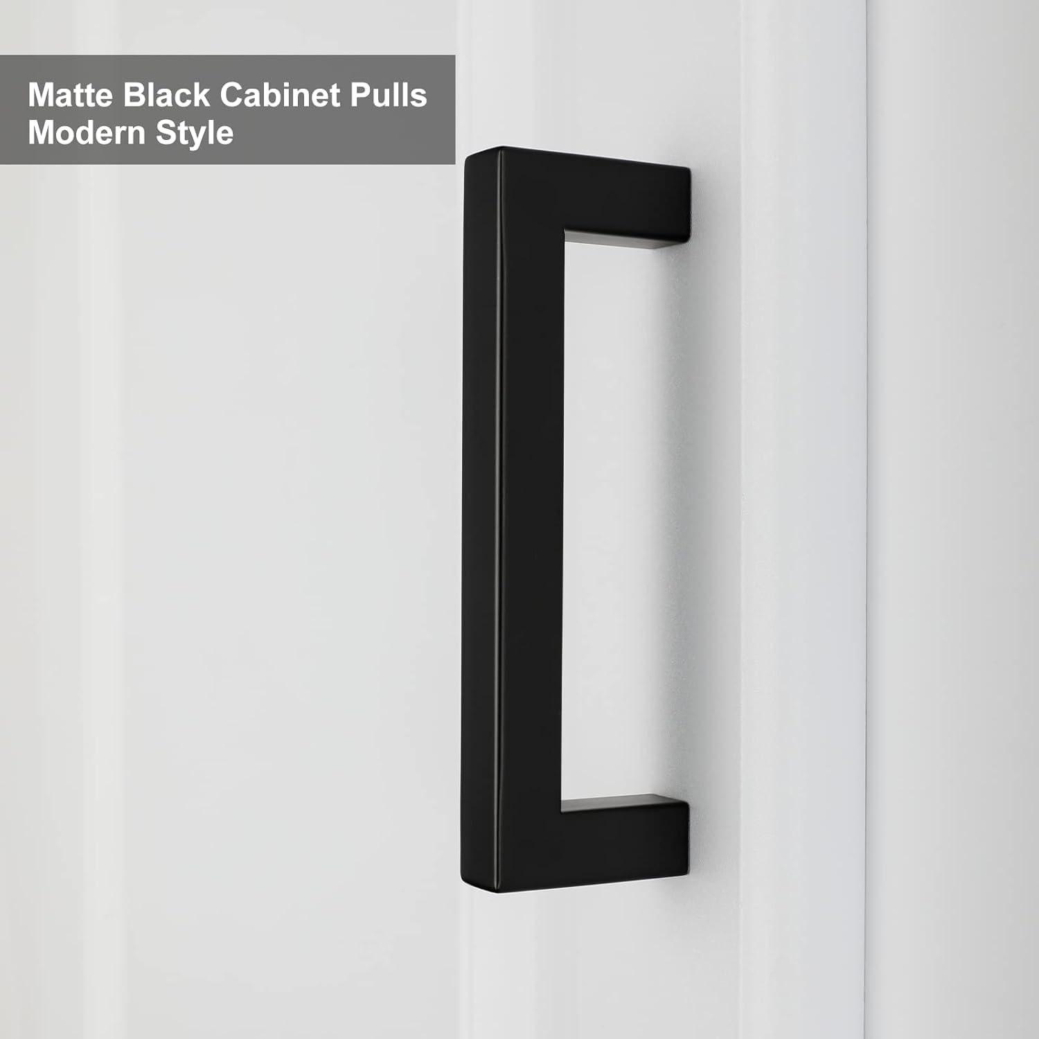 Black Square Bar Cabinet Pulls 2-Pack - 102mm Stainless Steel Drawer Handles for Modern Kitchen & Dresser