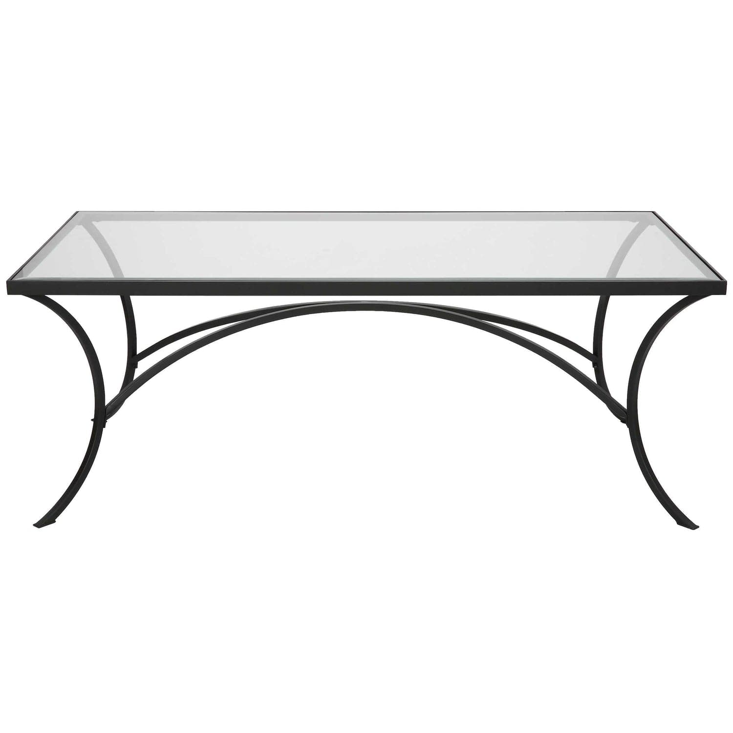 Modern Alayna Black Metal & Glass Coffee Table - Stylish Living Room Centerpiece for Small Spaces & Apartments