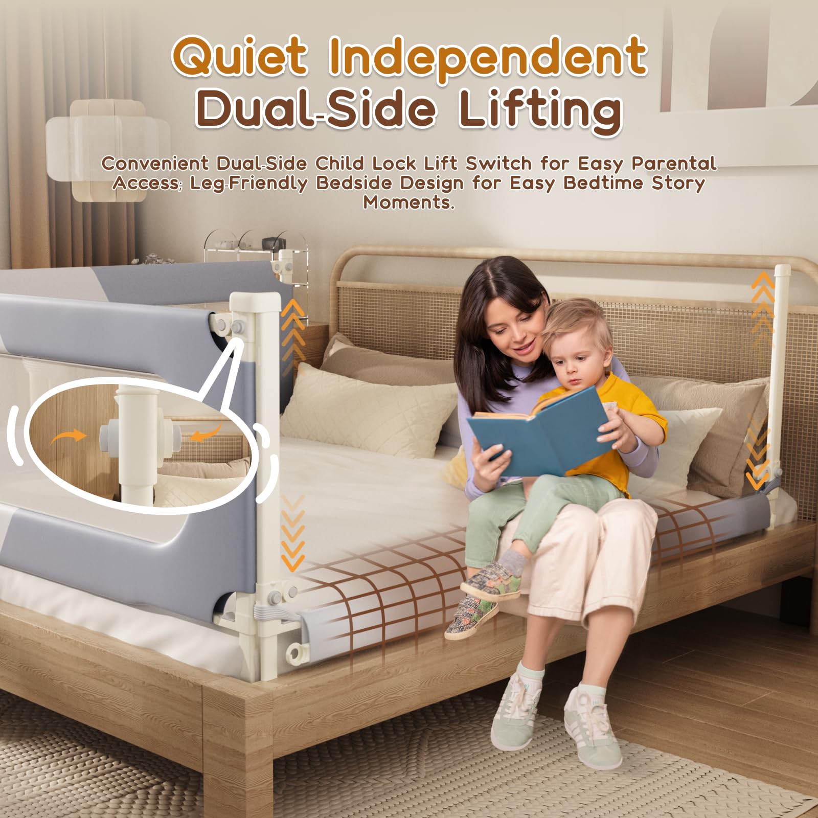 3-Pack Adjustable Toddler Bed Rails with Dual-Child Safety Lock | 78.7