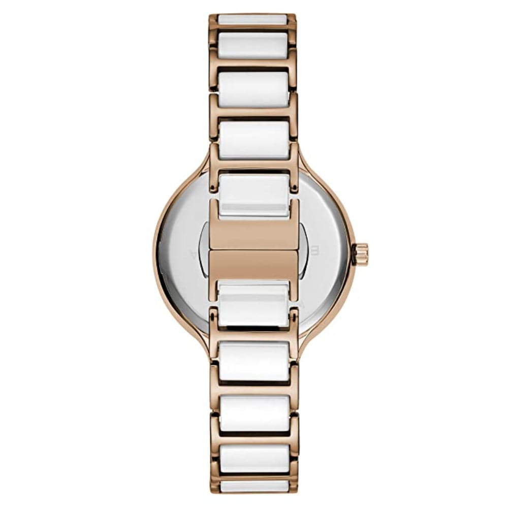 BCBGMAXAZRIA Women's Watch - White Ceramic Strap, Rose Gold Stainless Steel BG50678006 - Elegant Timepiece for Work, Parties & Special Occasions