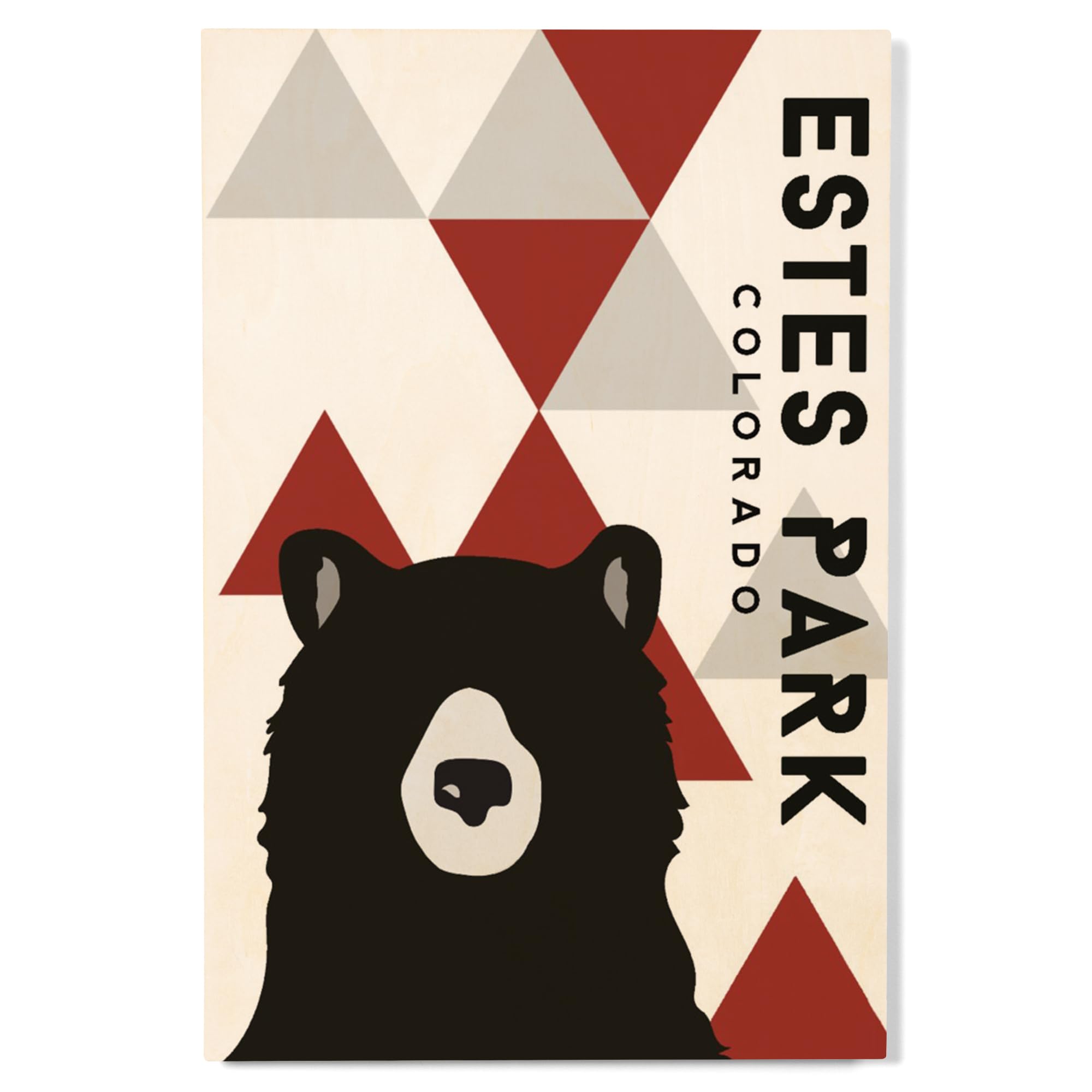 Lantern Press 12x18 Inch Premium Wood Wall Sign - Ready to Hang Mountain Decor with Bear & Triangle Design - Estes Park Colorado Art - Perfect for Cabin, Lodge, or Rustic Home Decor