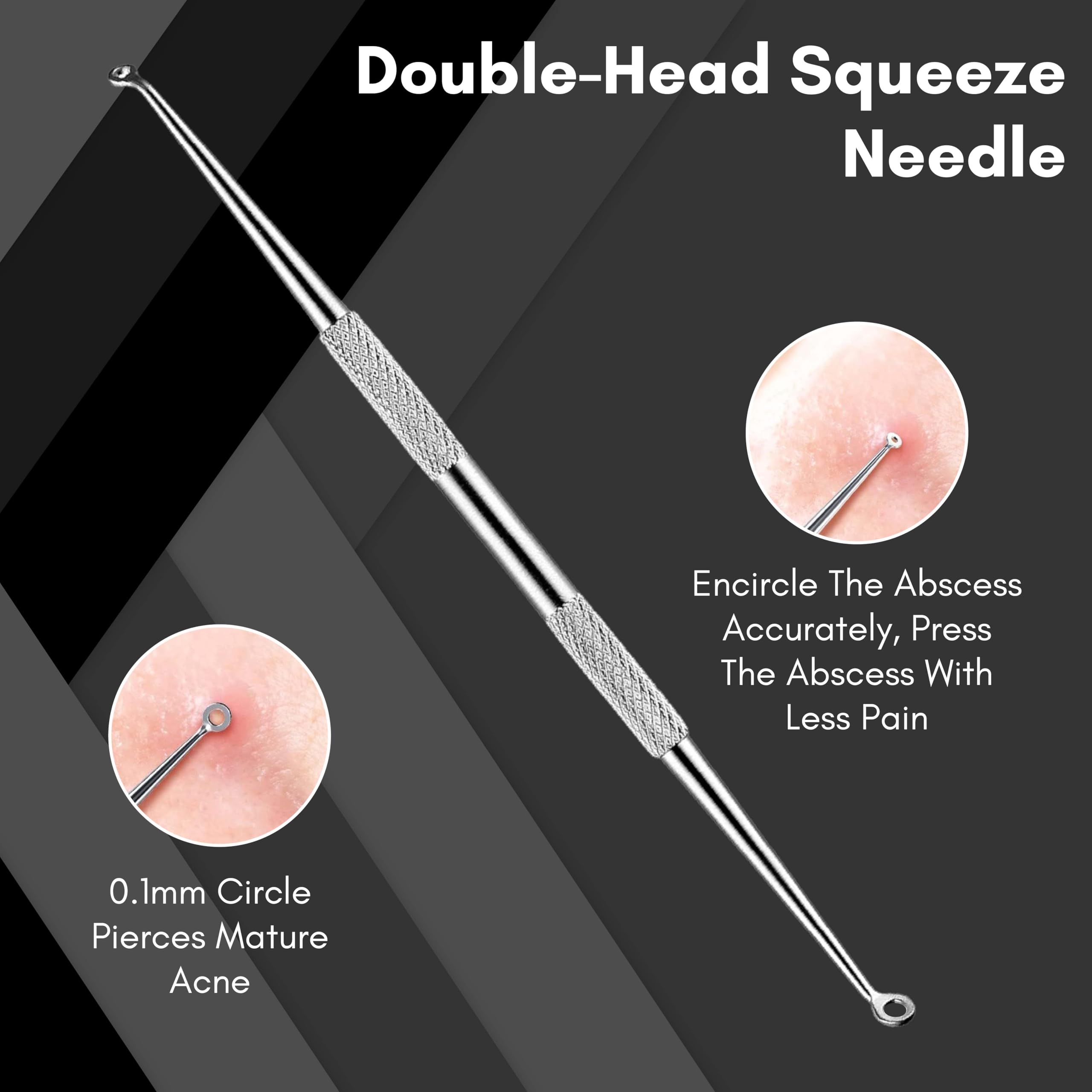 Professional Stainless Steel Blackhead Remover Kit for Men & Women - 5-Piece Acne Extraction Tools with Anti-Slip Handle & Storage Case - Facial & Back Blackhead Removal for Clear Skin - Perfect for Home Spa & Skincare Routine