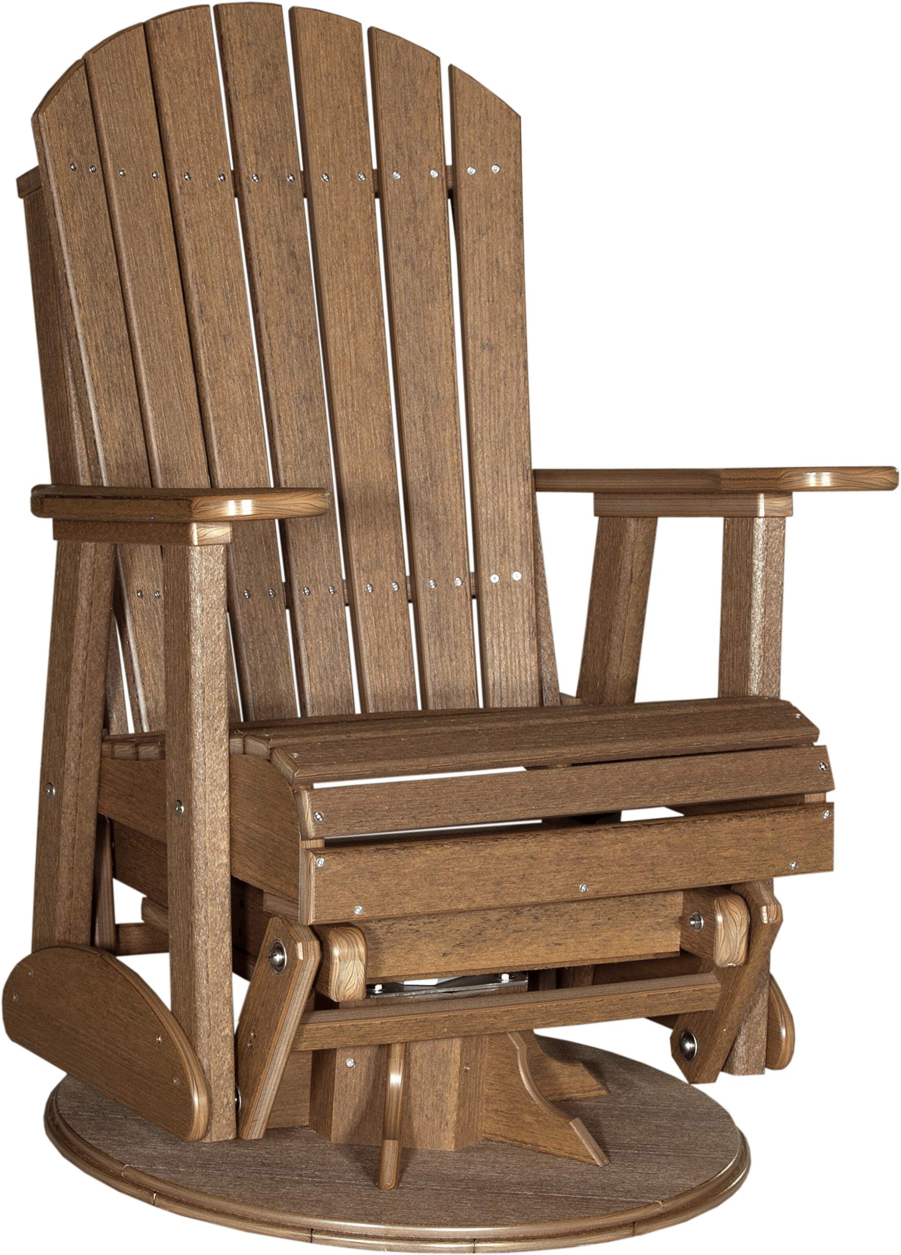 LuxCraft 2' Adirondack Outdoor Swivel Glider Chair - Patio Rocking Chair with 360° Rotation in Antique Mahogany Finish | Perfect for Backyard, Garden, Deck & Poolside Relaxation