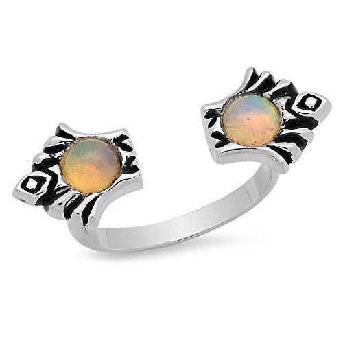 Adjustable Sterling Silver Opal Deco Ring for Women - Elegant Stackable Jewelry for Everyday Wear, Gift Giving & Special Occasions