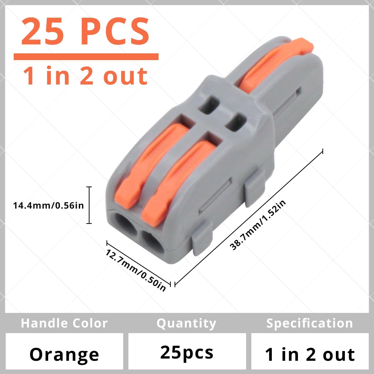 1 in 2 Out Lever Wire Connectors - 25 Pcs Gray Compact Lever Splicing Wire Nuts - Ideal for Home Electrical Wiring and DIY Projects