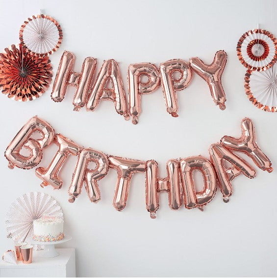 Rose Gold HAPPY BIRTHDAY Foil Balloon Letters - Perfect for Birthday Party Decorations, Baby Showers & Anniversary Celebrations