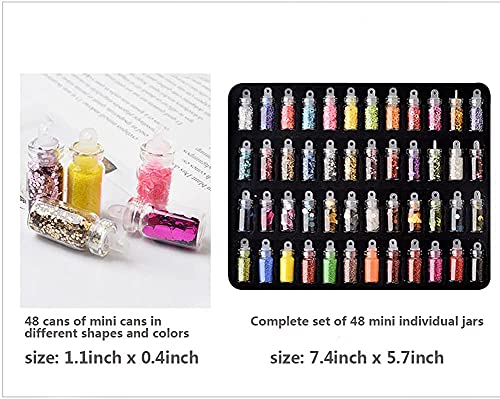 Belicia 3D Nail Art Decoration Kit - 48 Bottles with Free Nail Art Tweezer for DIY Nail Designs, Manicure, Pedicure & Salon Use
