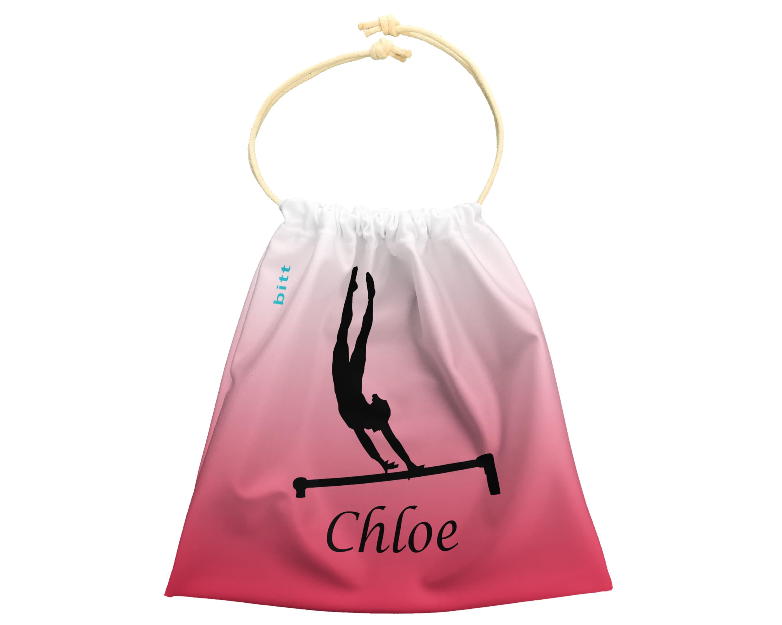 Custom Gymnastics Grip Bag with Gymnast Silhouette - Ombre Color Drawstring Backpack with Crystal Embellishment Option | Perfect for Gymnastics Practice, Competitions & Sports Gear Storage