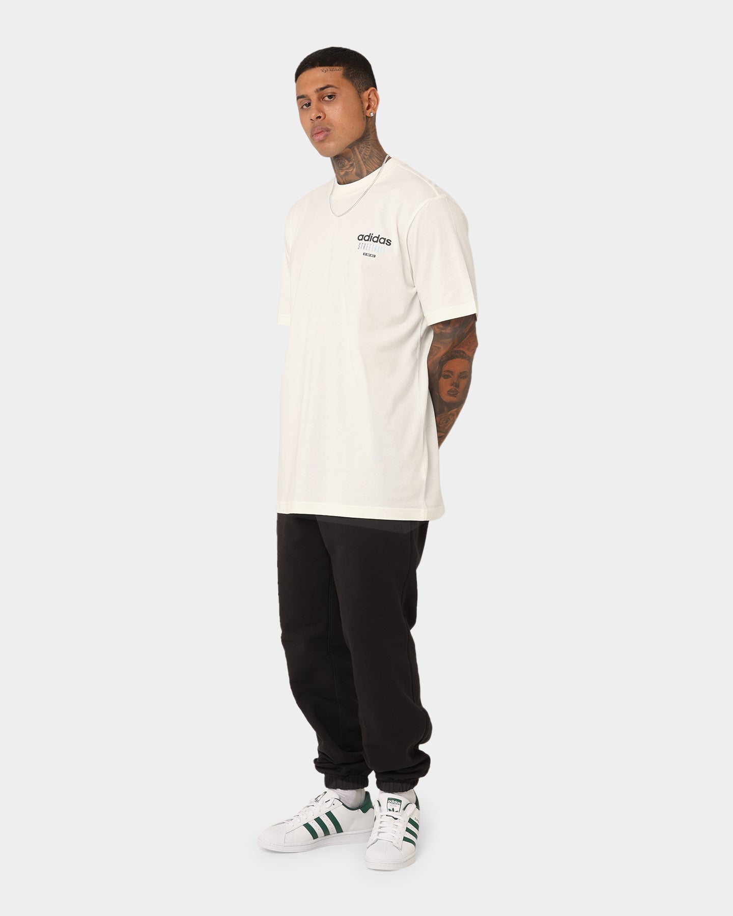 Adidas Streetball Graphics T-Shirt for Men - Off White Cotton Casual Tee - Streetwear Fashion for Basketball & Urban Style
