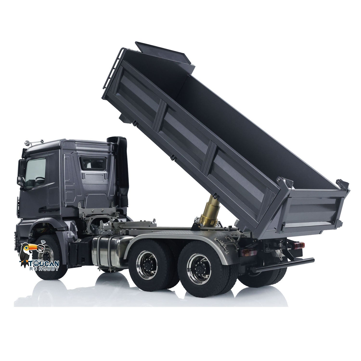 1/14 Scale 6x6 TOUCAN Hydraulic RC Dump Truck - Metal Construction, Radio Controlled Tipper Car with Differential Lock, LED Lights & Realistic Sound - Compatible with FlySky I6S Remote - Perfect for Construction Site Play, Off-Road Adventure & RC Hobby Enthusiasts