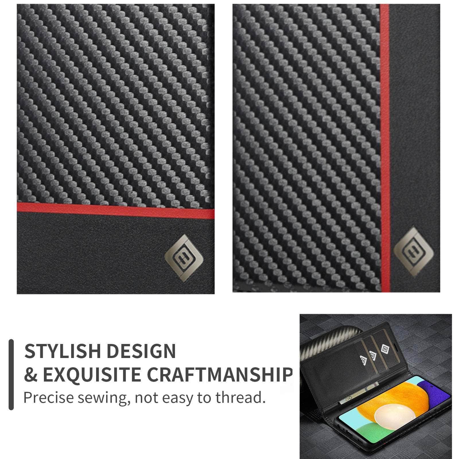 Premium Carbon Fiber Vegan Leather Case for Samsung Galaxy A34 - Slim Protective Cover with Stylish Design for Everyday Use & Outdoor Activities