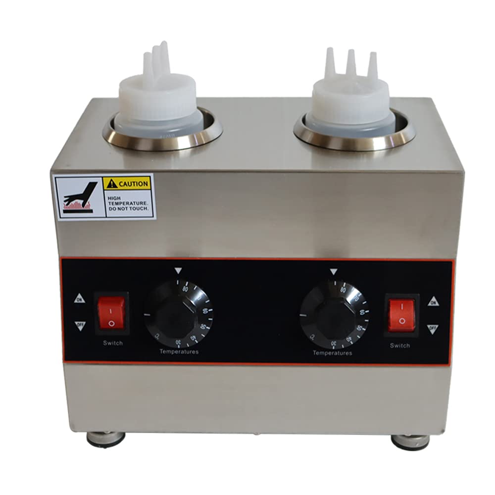 INTSUPERMAI Commercial Electric Sauce Warmer & Dispenser - 650ml Double Bottles, Adjustable Temperature (110V, 320W) - Perfect for Restaurants, Catering & Buffet Serving