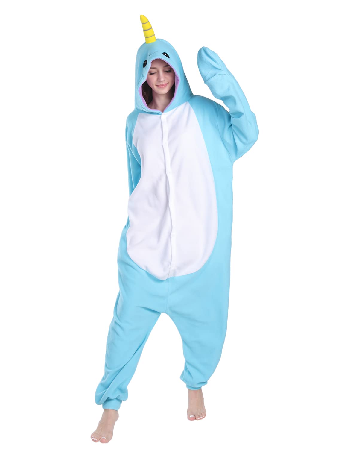 WOTOGOLD Narwhal Unisex Adult Animal Cosplay Costume - Soft & Comfortable Pajamas for Halloween, Christmas Parties & Cosplay Events