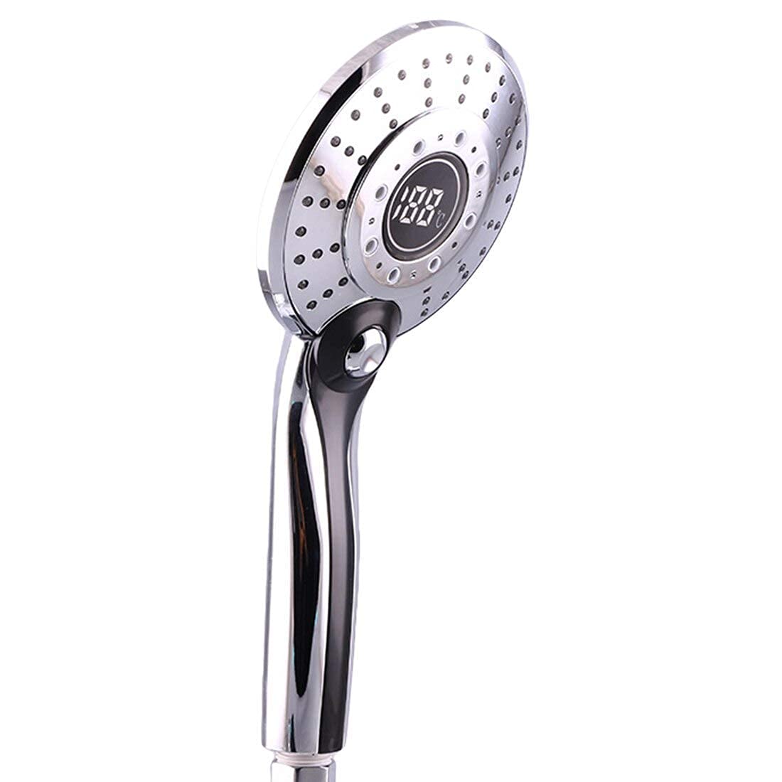 Water Powered LED Temperature Digital Display Handheld Shower Head - Color Changing Showerhead with Adjustable Spray for Bathroom & Spa Relaxation
