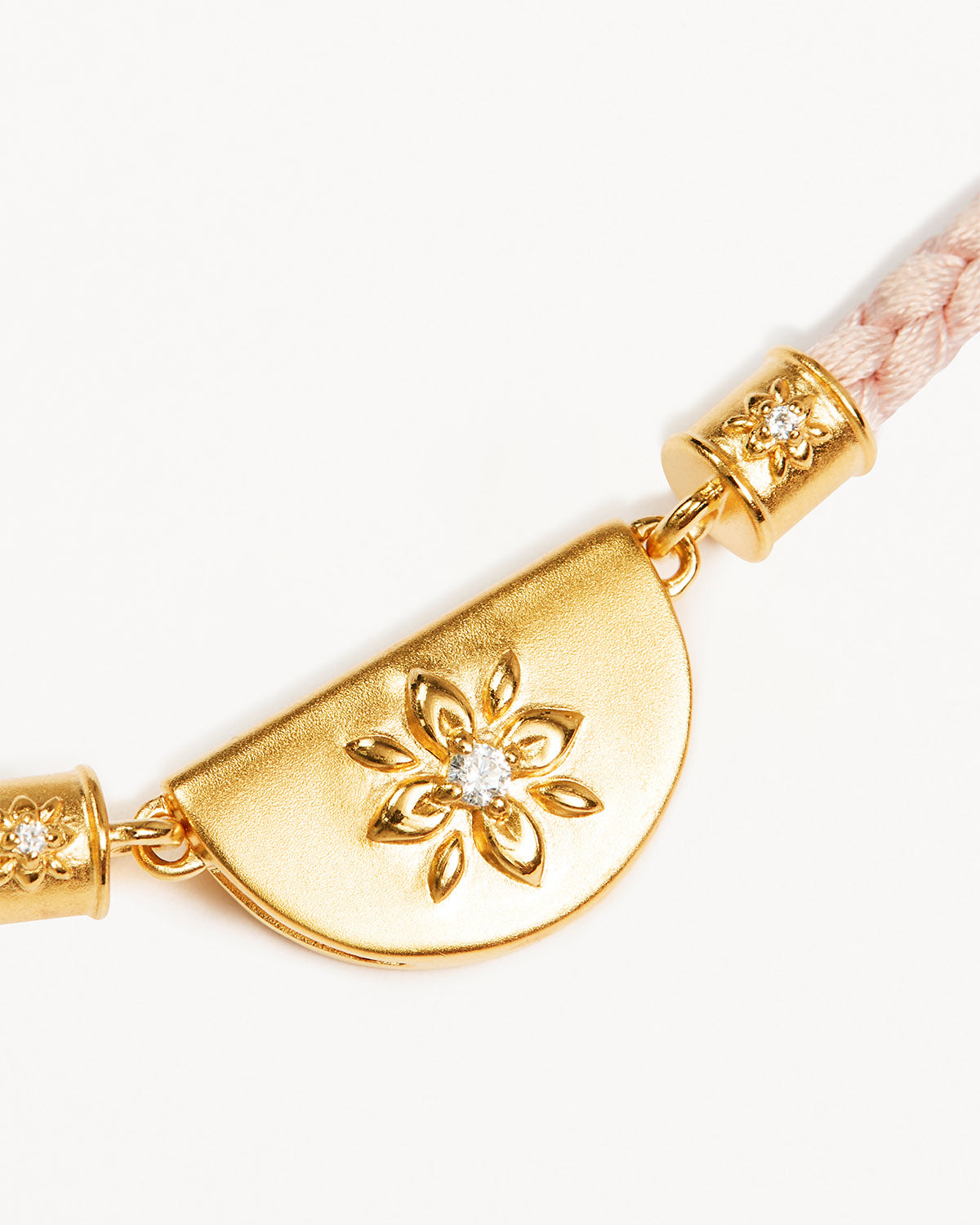 18K Gold Vermeil Lotus Pink Silk Cord Bracelet for Women - Elegant Adjustable Wrap Bracelet for Yoga, Meditation & Boho Fashion