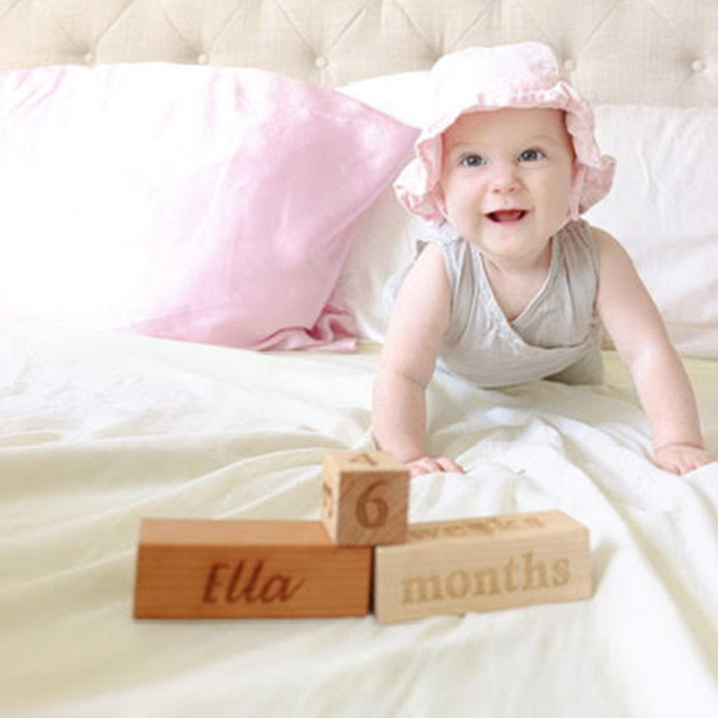 Baby Milestone Blocks - Wooden Photo Props for Monthly Growth Tracking | Perfect for Newborn Photography, First Birthday, and Nursery Decor
