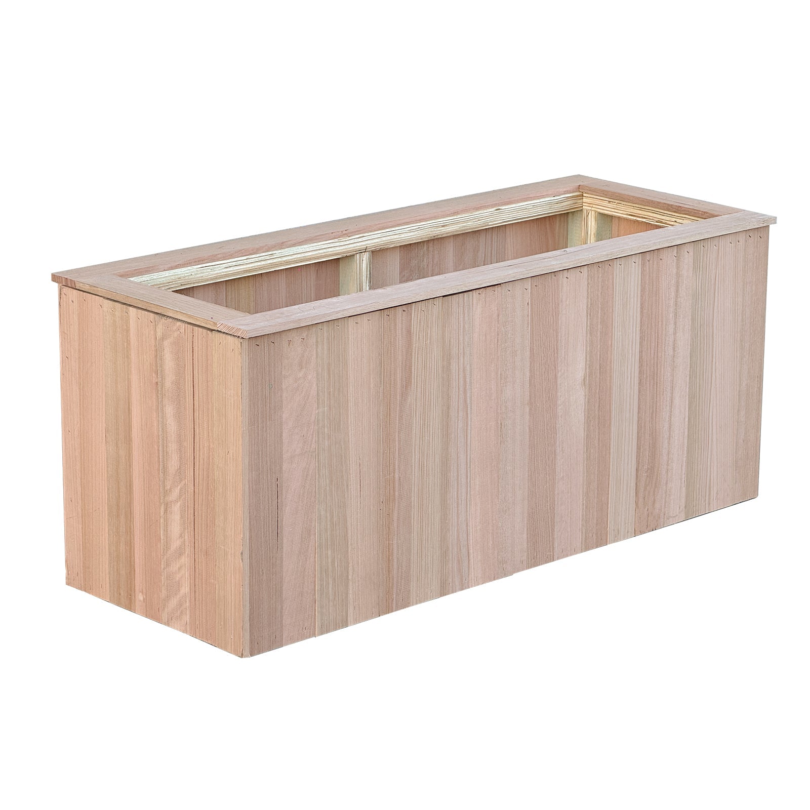 Freestanding Hedge Planter Box - 50x110x35 Raw Hardwood Exterior for Outdoor Garden, Patio, and Landscape Decor