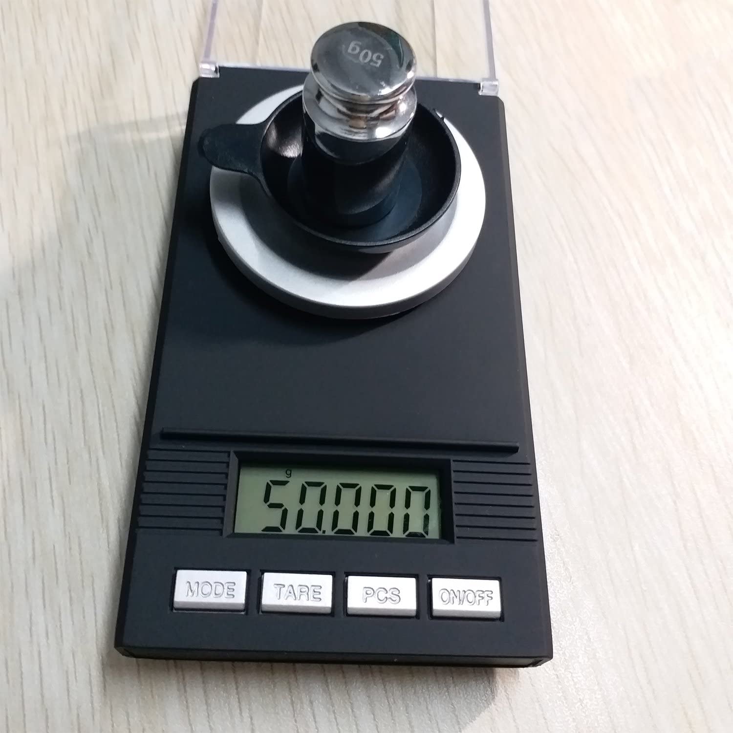 50g/1.76oz High Precision Digital Milligram Scale - 0.001g/0.0001oz Accuracy Jewelry Scale with Calibration Weights, Tweezers & Pans | Portable Mini Scale for Gold, Diamonds, Herbs, Medicine & Lab Use