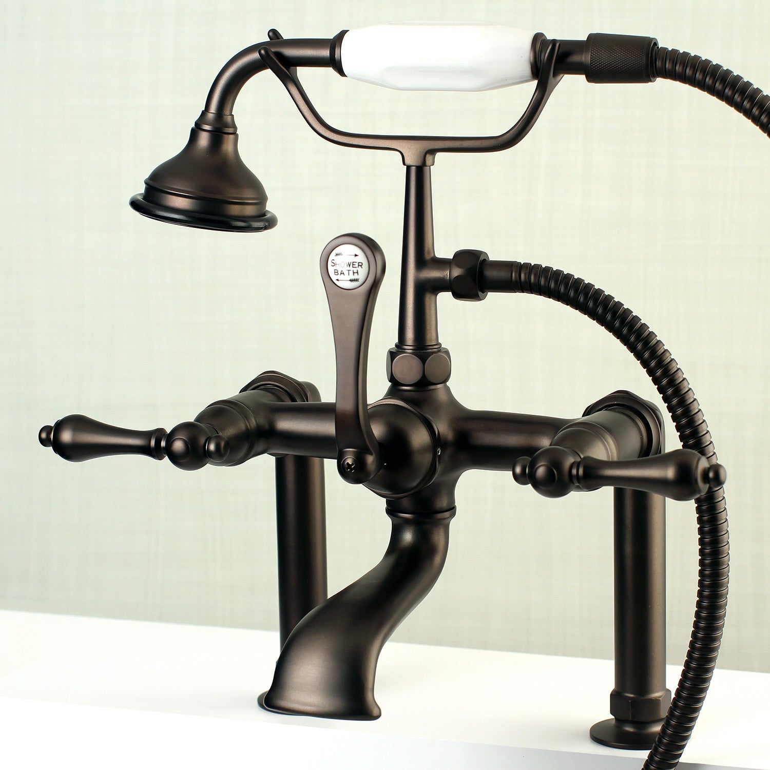 Vintage Clawfoot Tub Faucet with Hand Shower - Oil Rubbed Bronze 3-Handle 2-Hole Deck Mount Bathroom Fixture for Classic & Modern Bathrooms