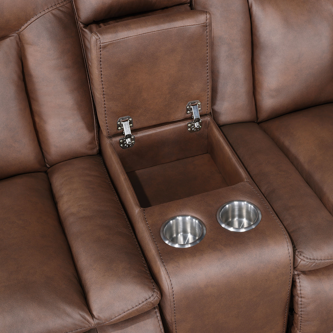 Morello Manual Reclining Loveseat with Console - Comfortable 2-Seater Recliner Sofa with Cup Holders - Perfect for Living Room, Home Theater & Small Spaces