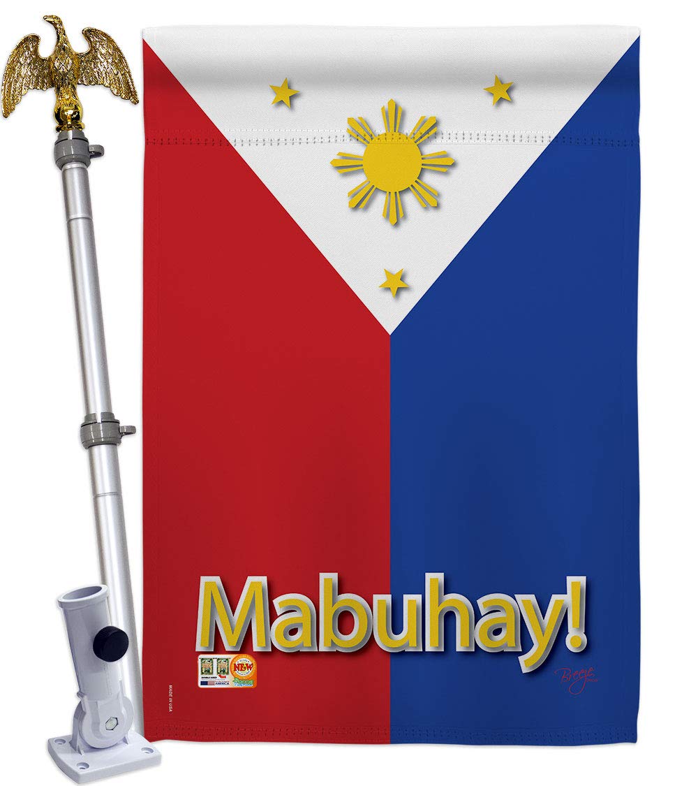 Philippines National Flag Set 28x40in w/Flagpole - Breeze Decor for Home & Garden