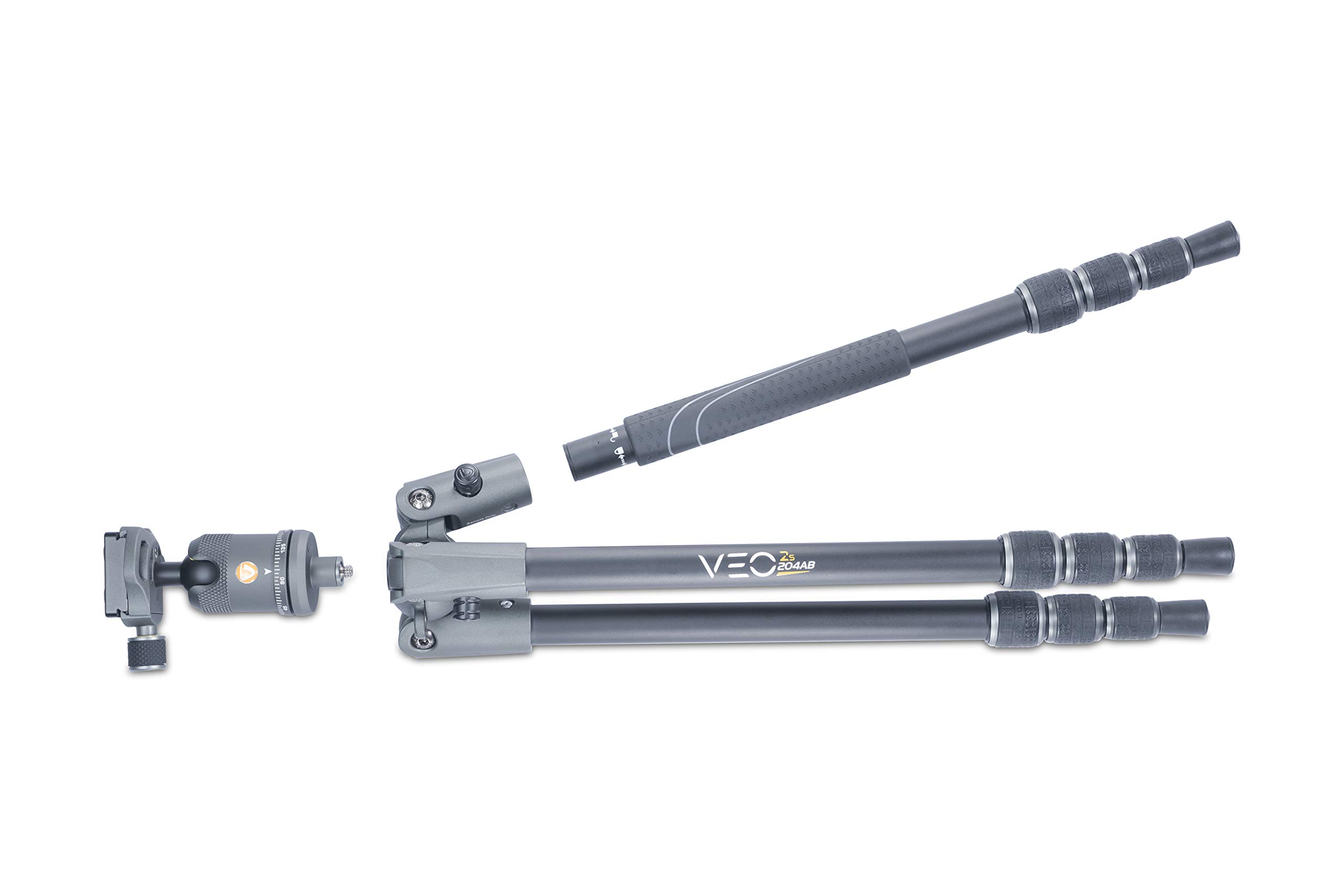 Vanguard VEO 2S 204AB Aluminum Travel Tripod with Ball Head - Convertible Monopod, Smartphone Mount & Spiked Feet | Compact Lightweight Tripod for Travel Photography, Vlogging & Outdoor Adventures
