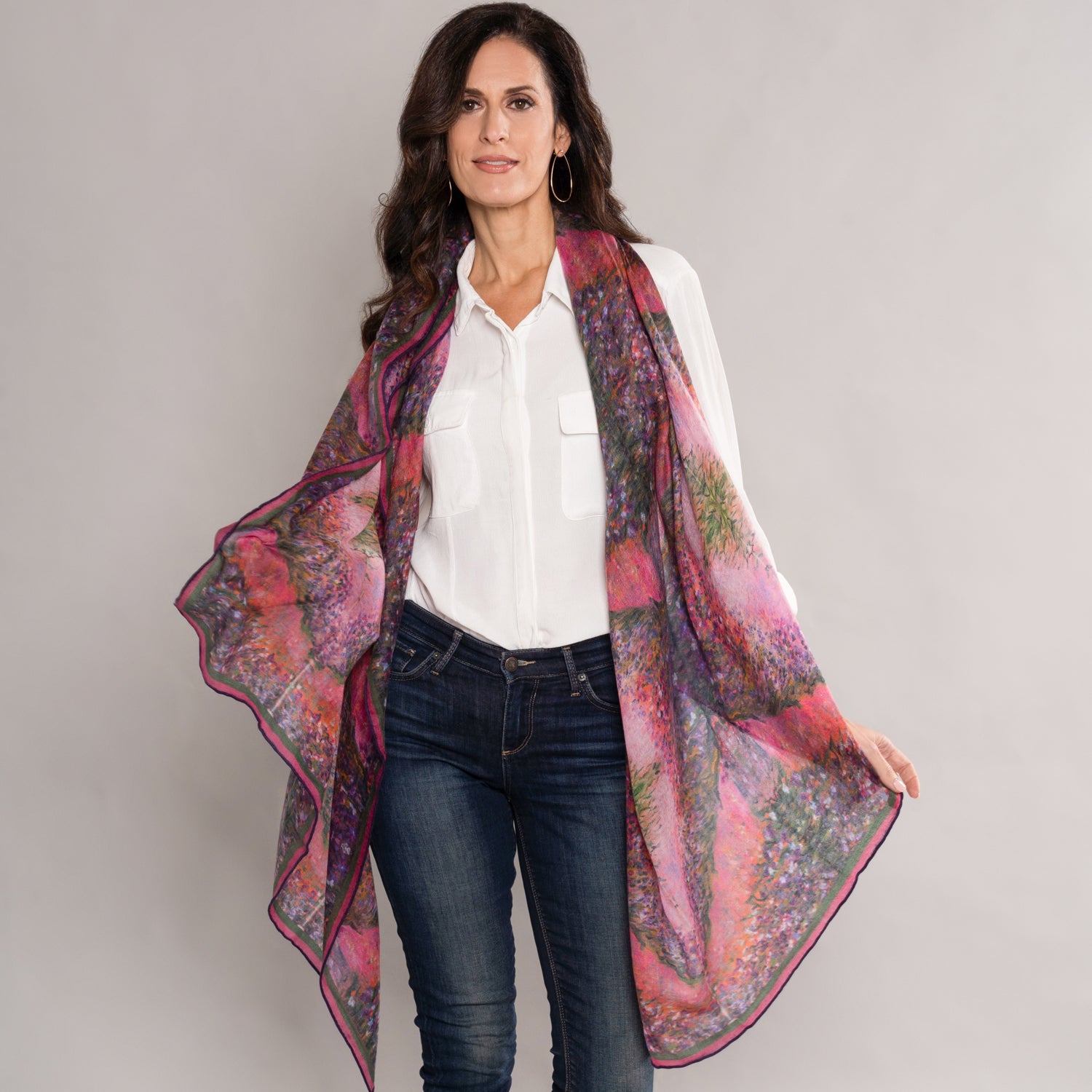 Blush Lillies Long Cashmere Scarf - Soft Luxury Winter Wrap for Women - Perfect for Cold Weather, Office, Travel & Gift Giving