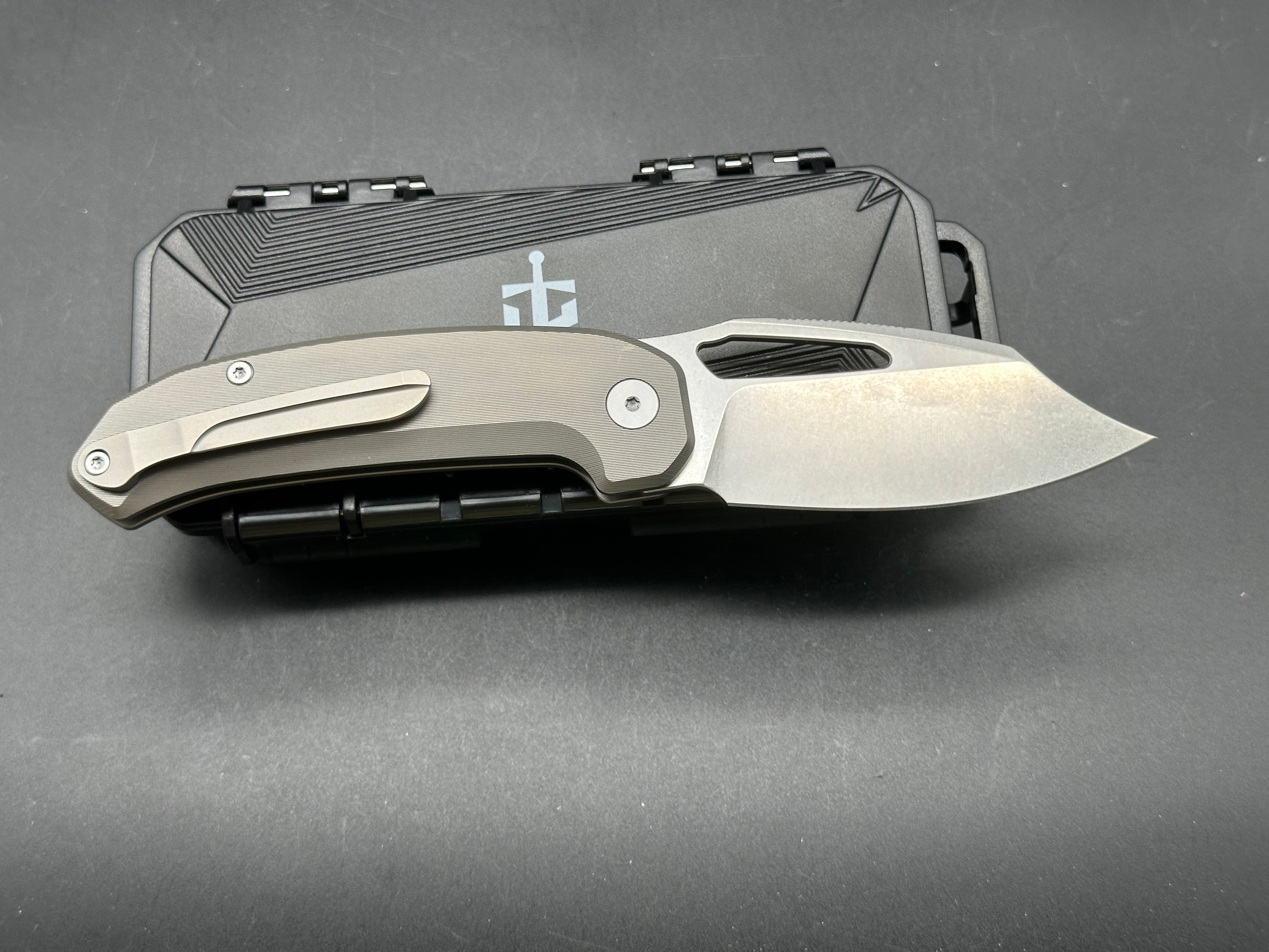 Takcom Titanium Button Lock Folding Knife with MagnaCut Blade - EDC, Outdoor, Camping & Survival Tool