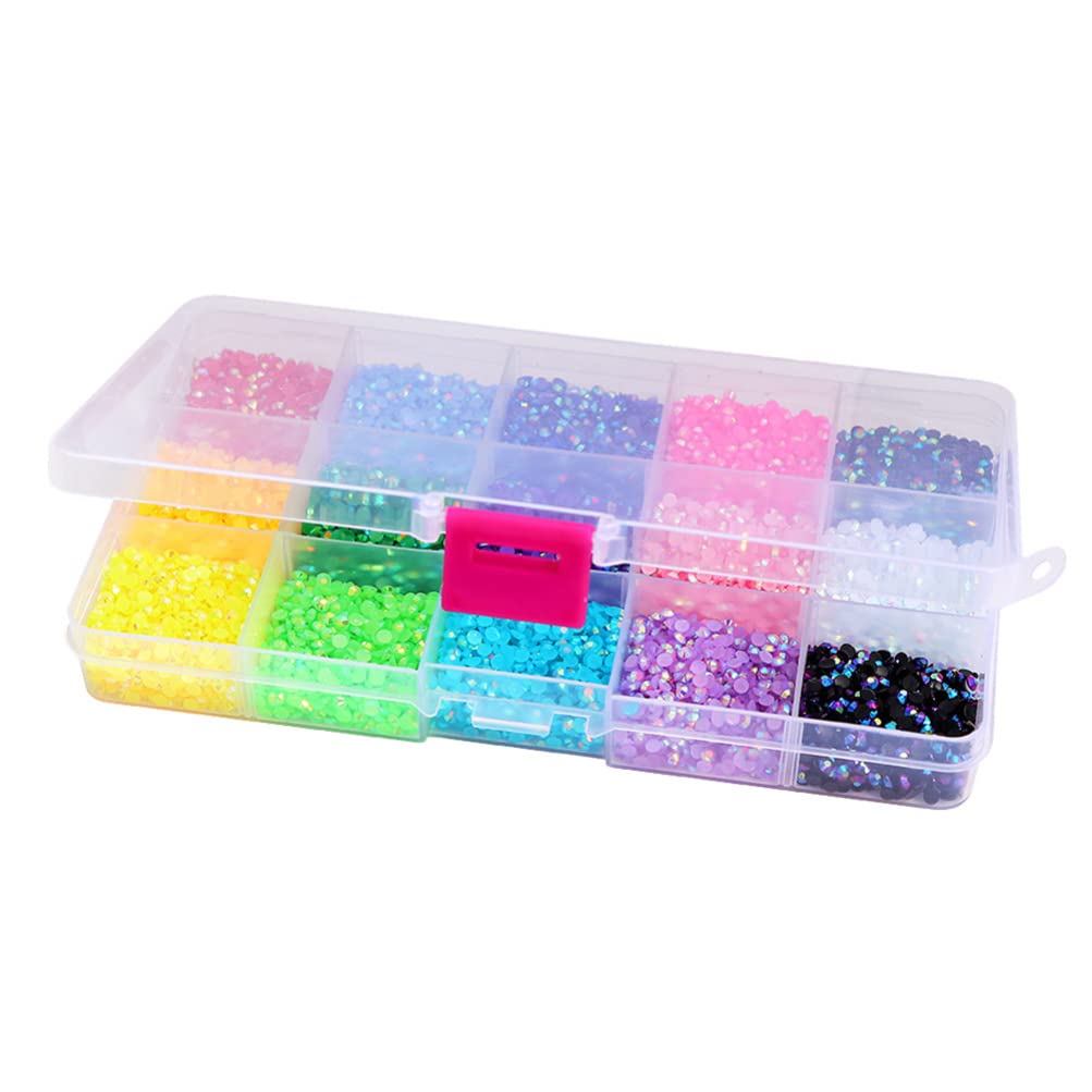 FRCOLOR 1 Box Nail Drill Embellishments - Bling Bling Flatback Rhinestones, Resin Gems & 3D Crystal Charms for Nail Art | DIY Manicure, Acrylic Nails, Gel Polish Decoration & Nail Salon Accessories