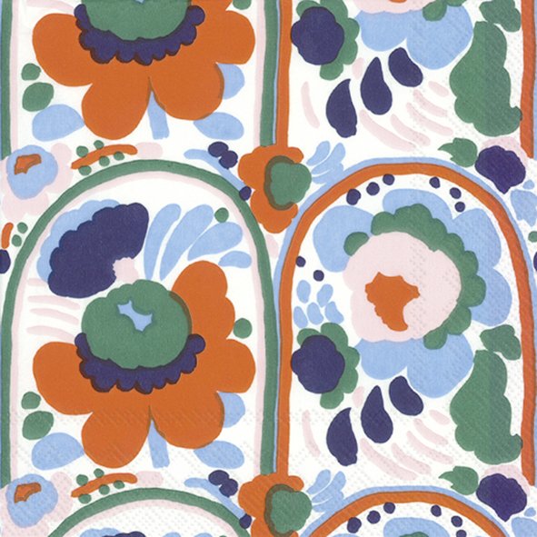 Marimekko KARUSELLI Orange Paper Lunch Napkins - Eco-Friendly Disposable Napkins for Parties, Picnics & Everyday Dining