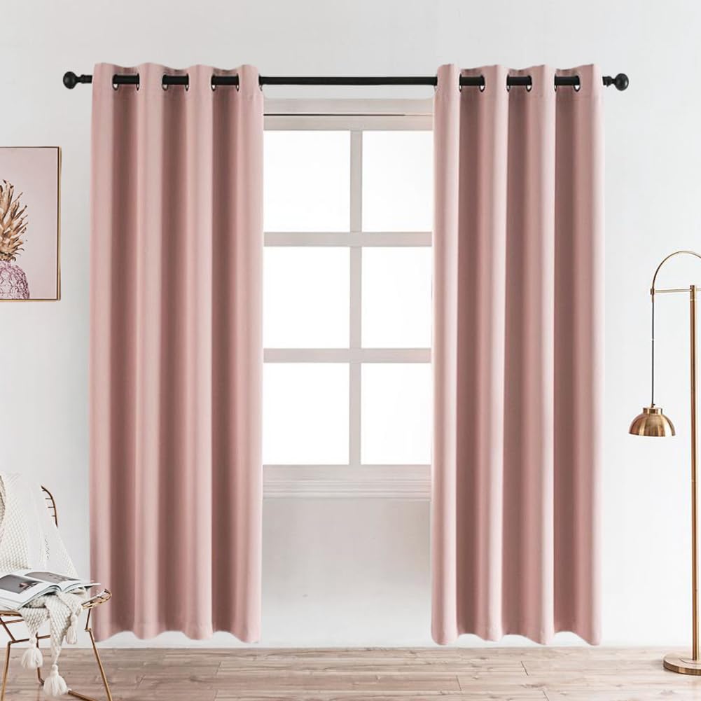MANGATA CASA 52x84 Inch Pink Blackout Curtains with Grommets - Thermal Insulated Room Darkening Drapes for Girls Bedroom & Living Room - Soft Noise Reducing Window Treatments for Better Sleep & Privacy