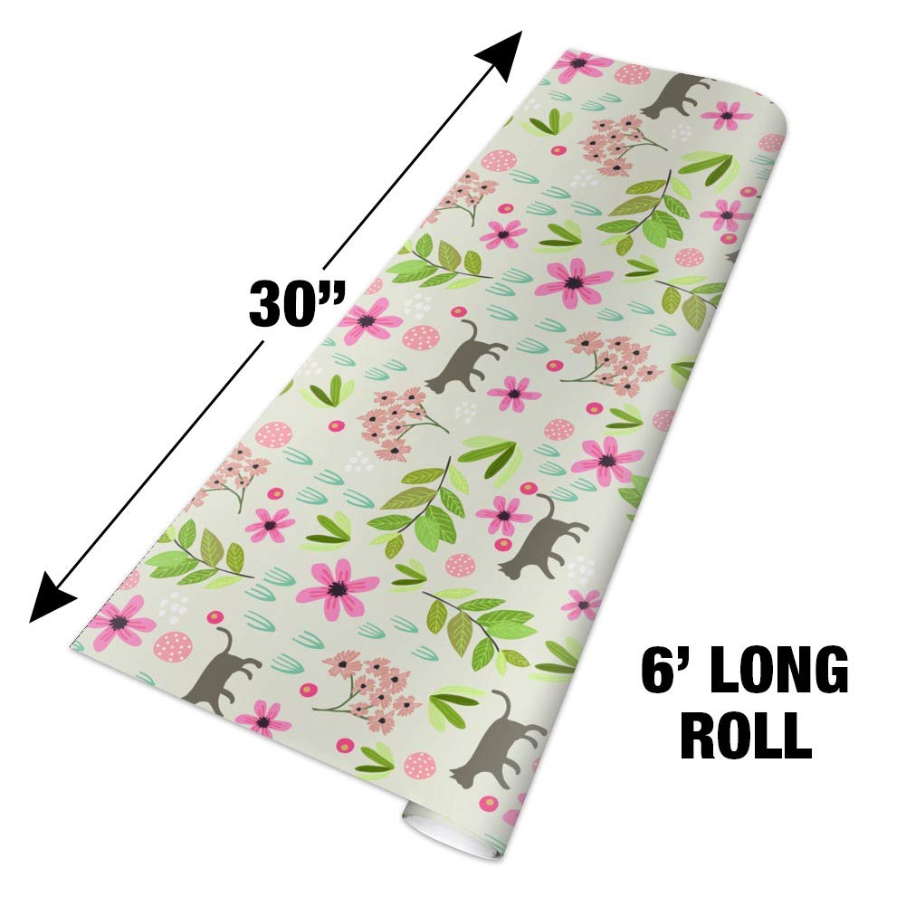 Premium Cat and Floral Pattern Gift Wrapping Paper Rolls - Perfect for Birthday Presents, Holiday Gifts & Party Decorations | GRAPHICS & MORE