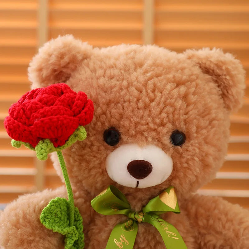 40cm Kawaii Rose Teddy Bear Stuffed Animal - Cute Valentine's Day Gift for Girlfriend, Couples & Kids (Perfect for Anniversaries, Birthdays & Romantic Surprises)