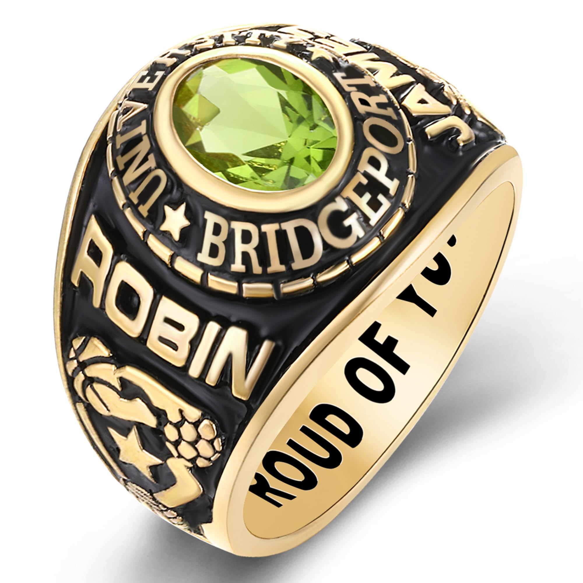 **Personalized Class Rings for Men & Women - Custom High School Graduation Rings in 10KT Gold, Sterling Silver with Birthstone - Sizes 5-15 - Perfect for Commencement, Anniversaries & Special Memories**