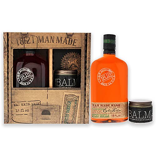 Premium 18.21 Man Made Luxury Men's Grooming Gift Set - 3-in-1 Shampoo, Conditioner & Body Wash with Styling Wax, Beard Balm, Hair Spray & Shaving Products in Sweet Tobacco or Spiced Vanilla Scent - Perfect for Travel, Gifts & Daily Grooming Routine