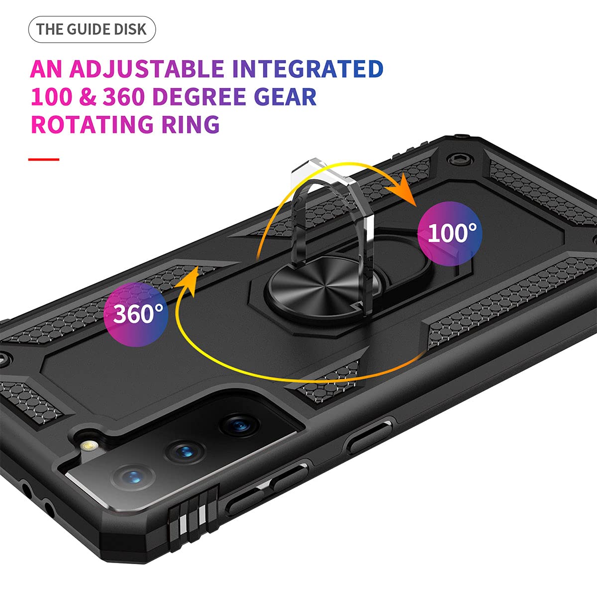 Military Grade Protective Case for Samsung Galaxy S21 FE with Ring Kickstand & Car Mount - Shockproof Cover for Everyday Use, Travel & Outdoor Activities - Black