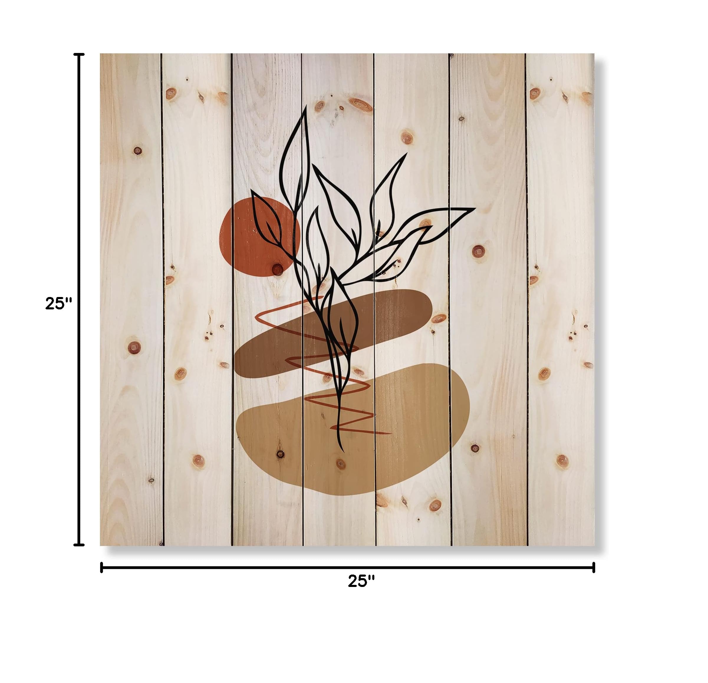 Modern Floral Wood Wall Art - Abstract Pine Decor for Living Room