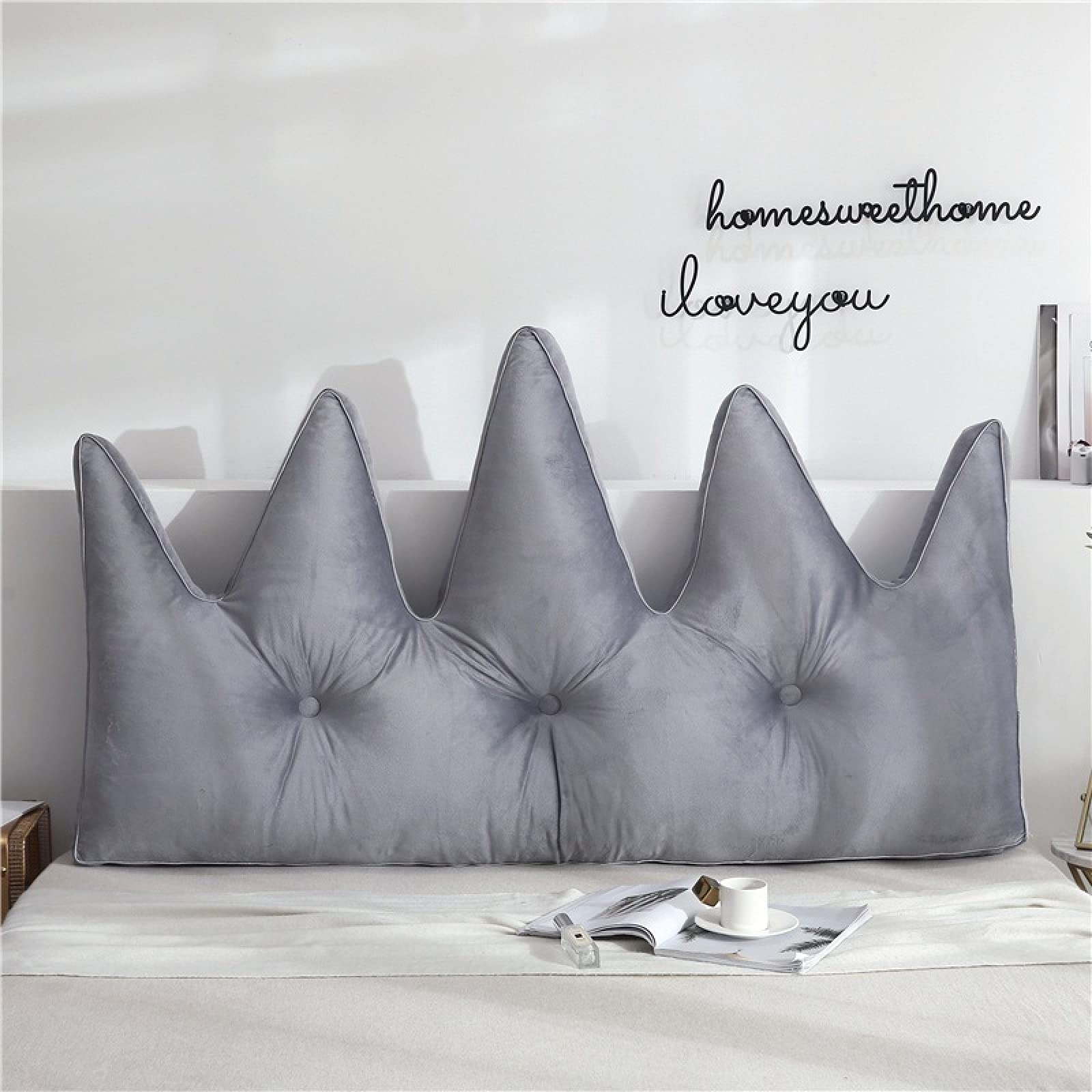 YAUKET Large Bolster Triangular Pillow - Bed Rest Reading Pillow, Daybed Bolster, Headboard Backrest - Removable & Washable Cover - Perfect for Reading, Relaxing, or Decorating - Gifts for Women & Girls (71x20inch)