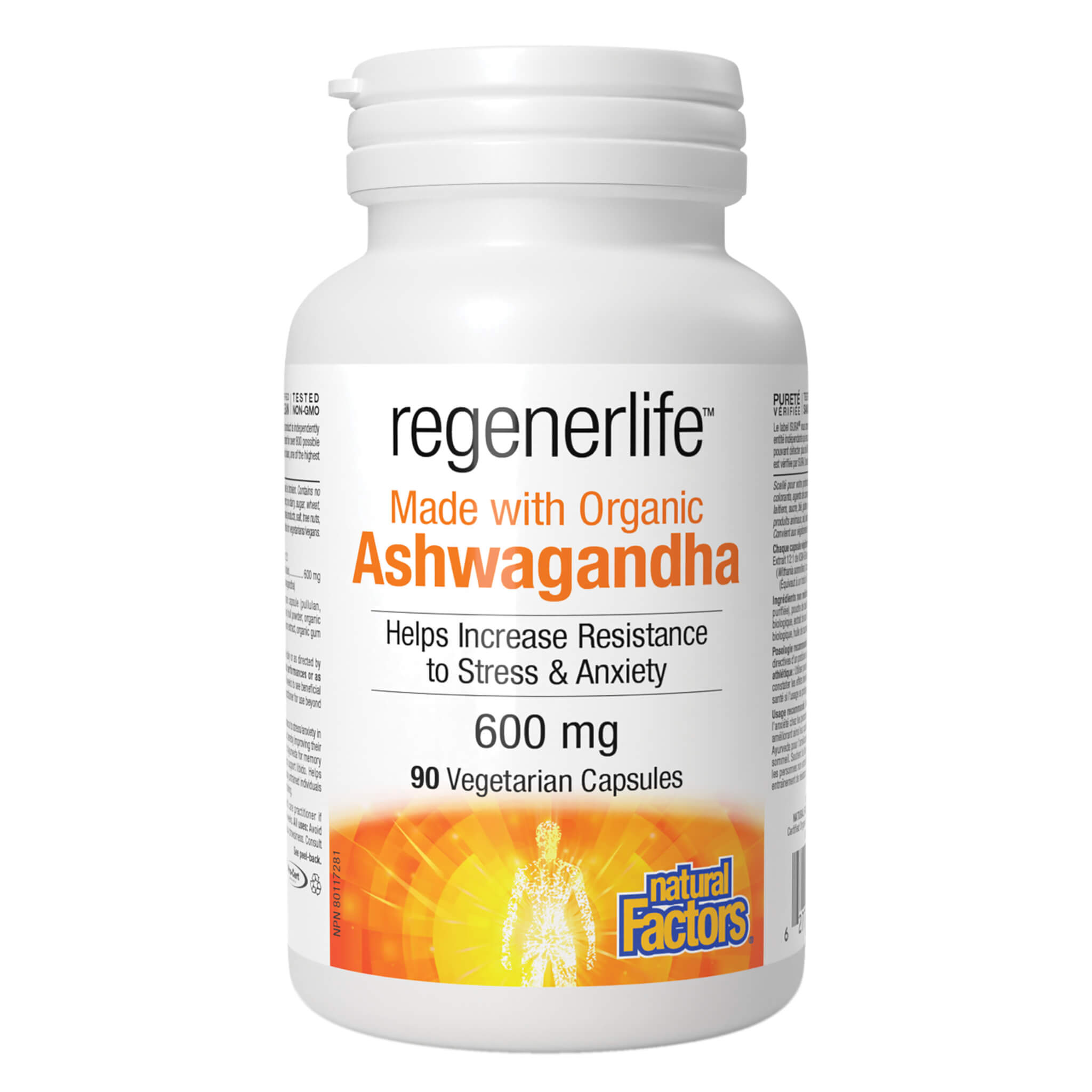 RegenerLife Ashwagandha 600mg - Organic Stress Relief Supplement for Men & Women - Supports Sleep, Focus & Immune System - 120 Vegan Capsules - Perfect for Daily Wellness & Anxiety Management
