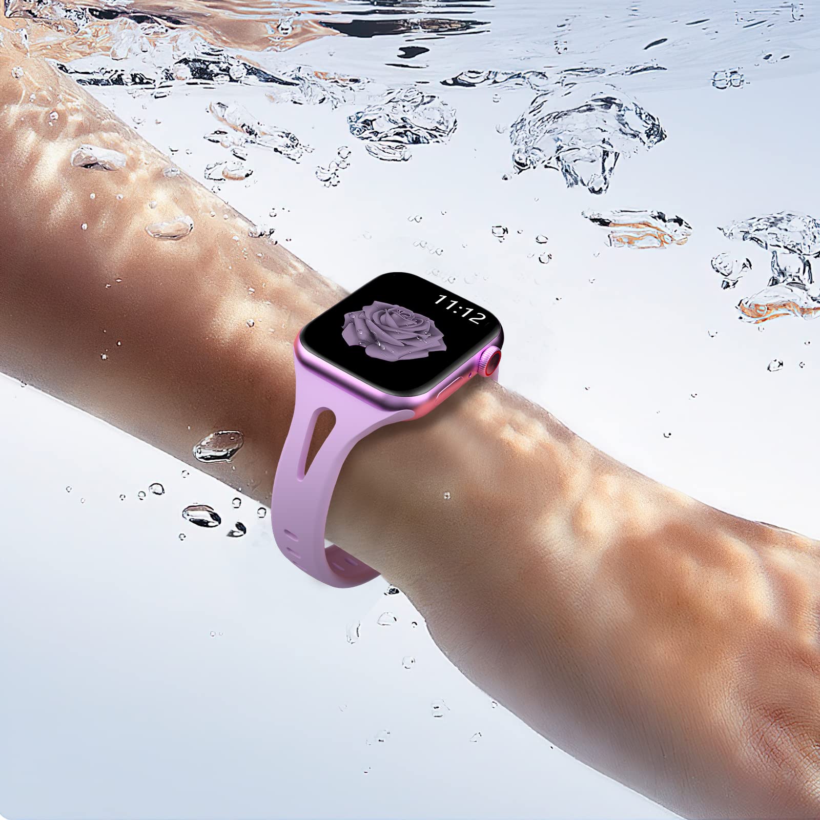 Sport Watch Band Compatible with Apple Watch 38mm 40mm 41mm 42mm 44mm 45mm - Soft Silicone Replacement Strap for iWatch Series SE/7/6/5/4/3/2/1 - Waterproof, Slim Design for Men, Women & Kids - Perfect for Running, Swimming & Daily Wear