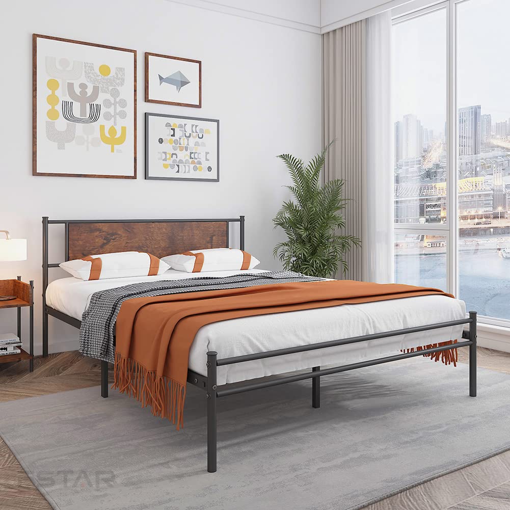 FSTAR Full Size Bed Frame with Storage - Heavy Duty Metal Platform Bed for Home & Office