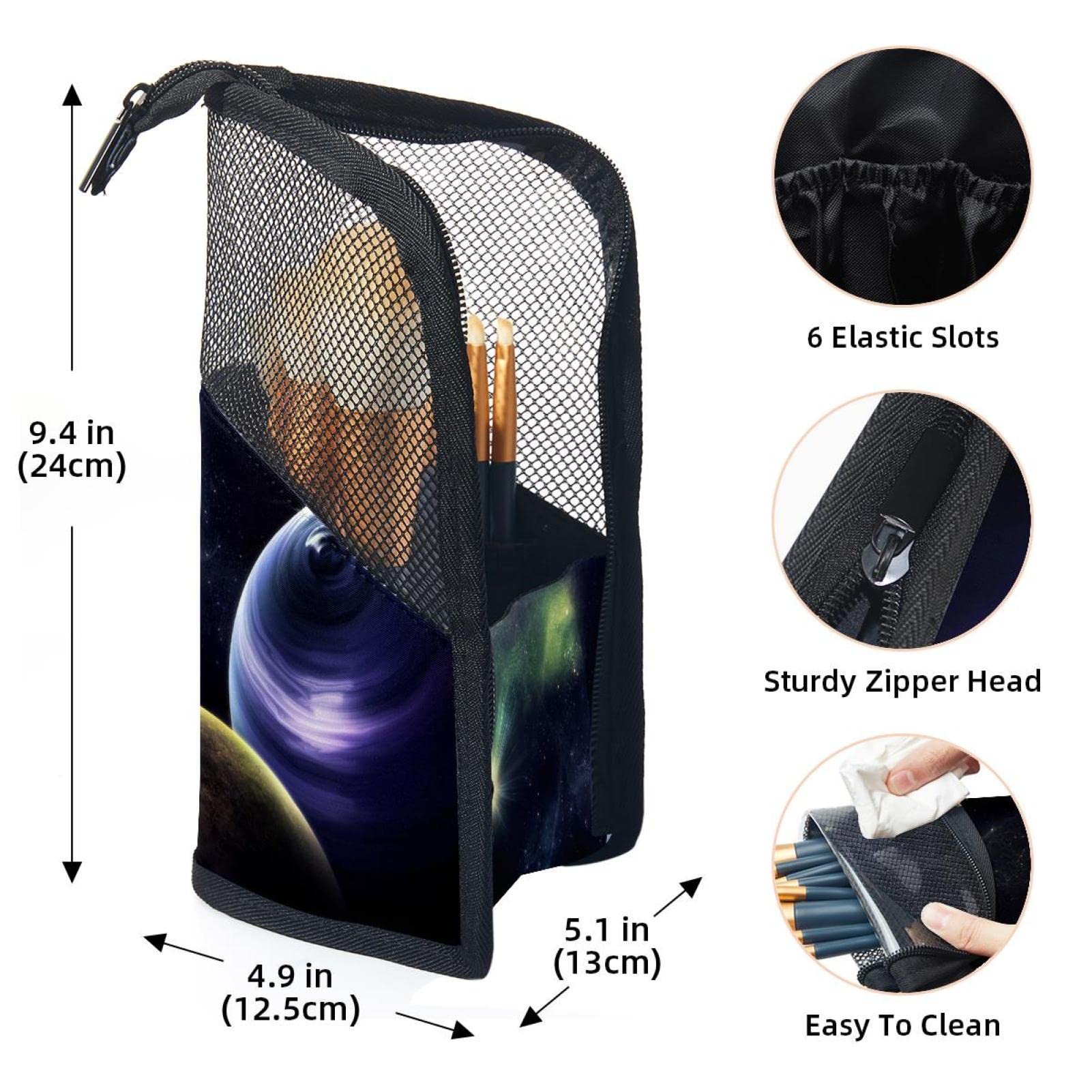 12-Piece Space Planet Nebula Makeup Brush Organizer Bag - Portable Cosmetic Brush Holder Case for Travel & Home Storage - Perfect for Makeup Artists & Beauty Enthusiasts
