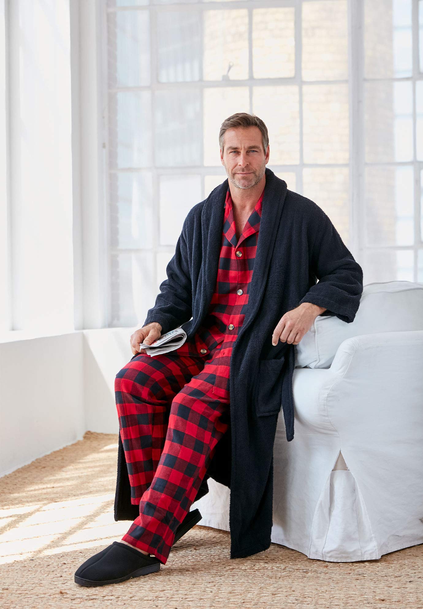 KingSize Men's Big & Tall Plaid Flannel Pajama Set - Soft & Comfortable Winter Sleepwear for Lounge & Home Relaxation