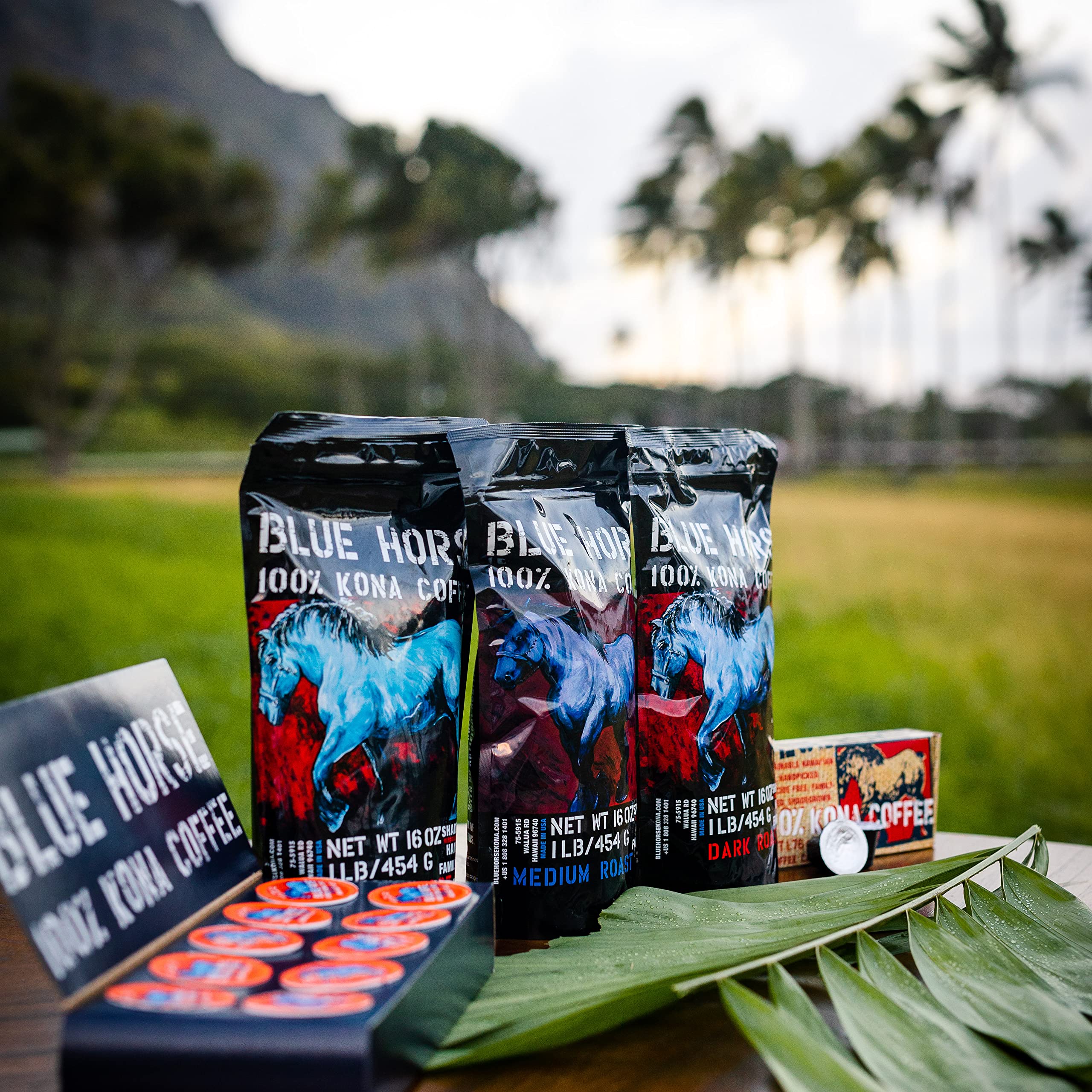 Premium 100% Kona Coffee 2-Pack - Medium & Dark Roast Whole Bean Coffee (16oz Each) - Authentic Hawaiian Coffee for Home Brewing, Gifts & Office Use